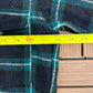 Pendleton Pure Virgin Wool Flannel Shirt | Size Medium | Vintage 1990s Blue & Green Button Down | Made in USA |