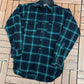 Pendleton Pure Virgin Wool Flannel Shirt | Size Medium | Vintage 1990s Blue & Green Button Down | Made in USA |