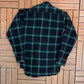 Pendleton Pure Virgin Wool Flannel Shirt | Size Medium | Vintage 1990s Blue & Green Button Down | Made in USA |