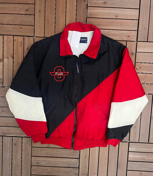 Orrville Red Riders Stitched Graphic Jacket | Size Medium | Vintage 1990s High School Sports Bomber Coat |