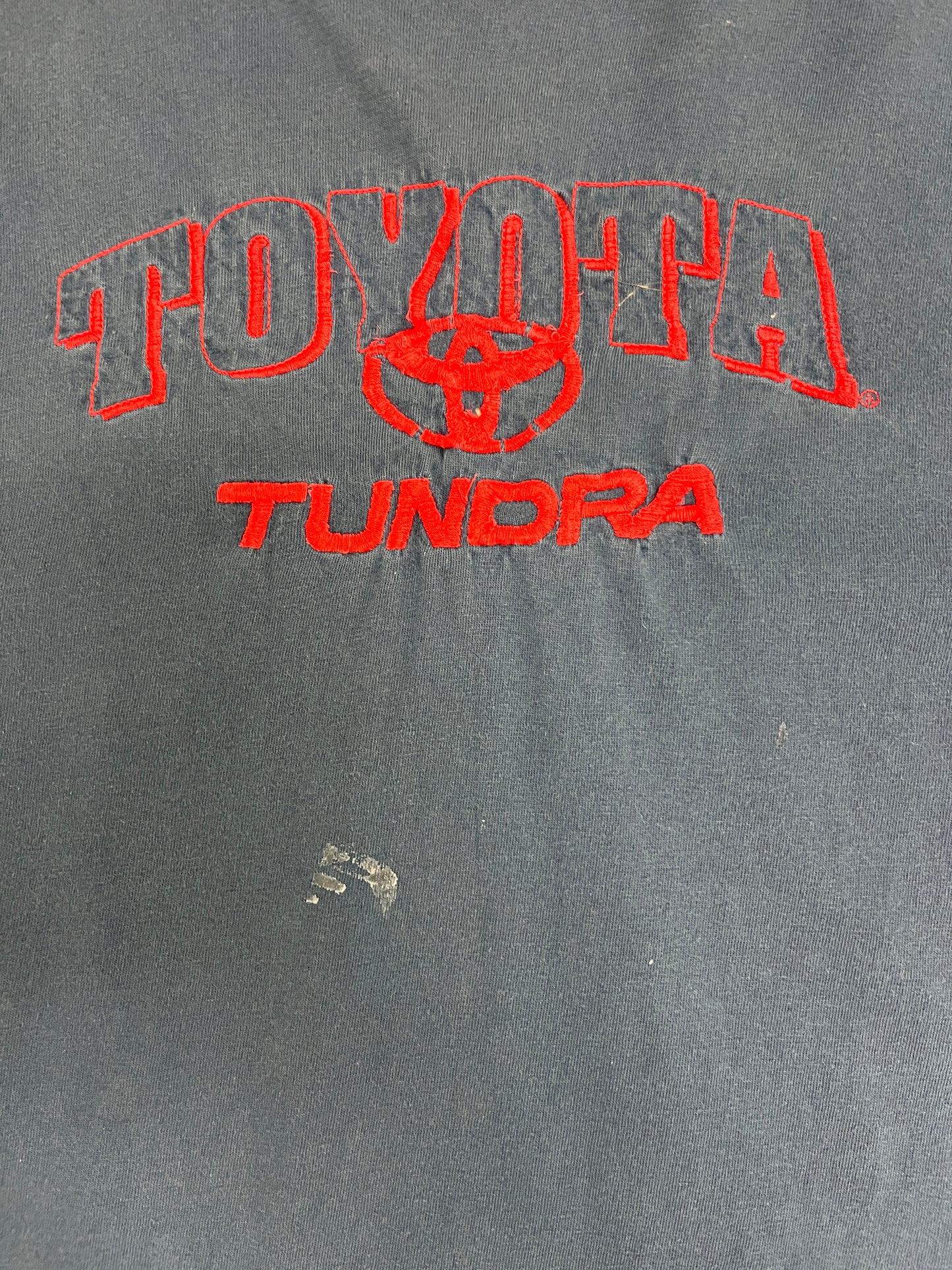 Toyota Tundra Embroidered Graphic Tee | Size XX-Large | Vintage 2000s Long Sleeve Blue T-Shirt |