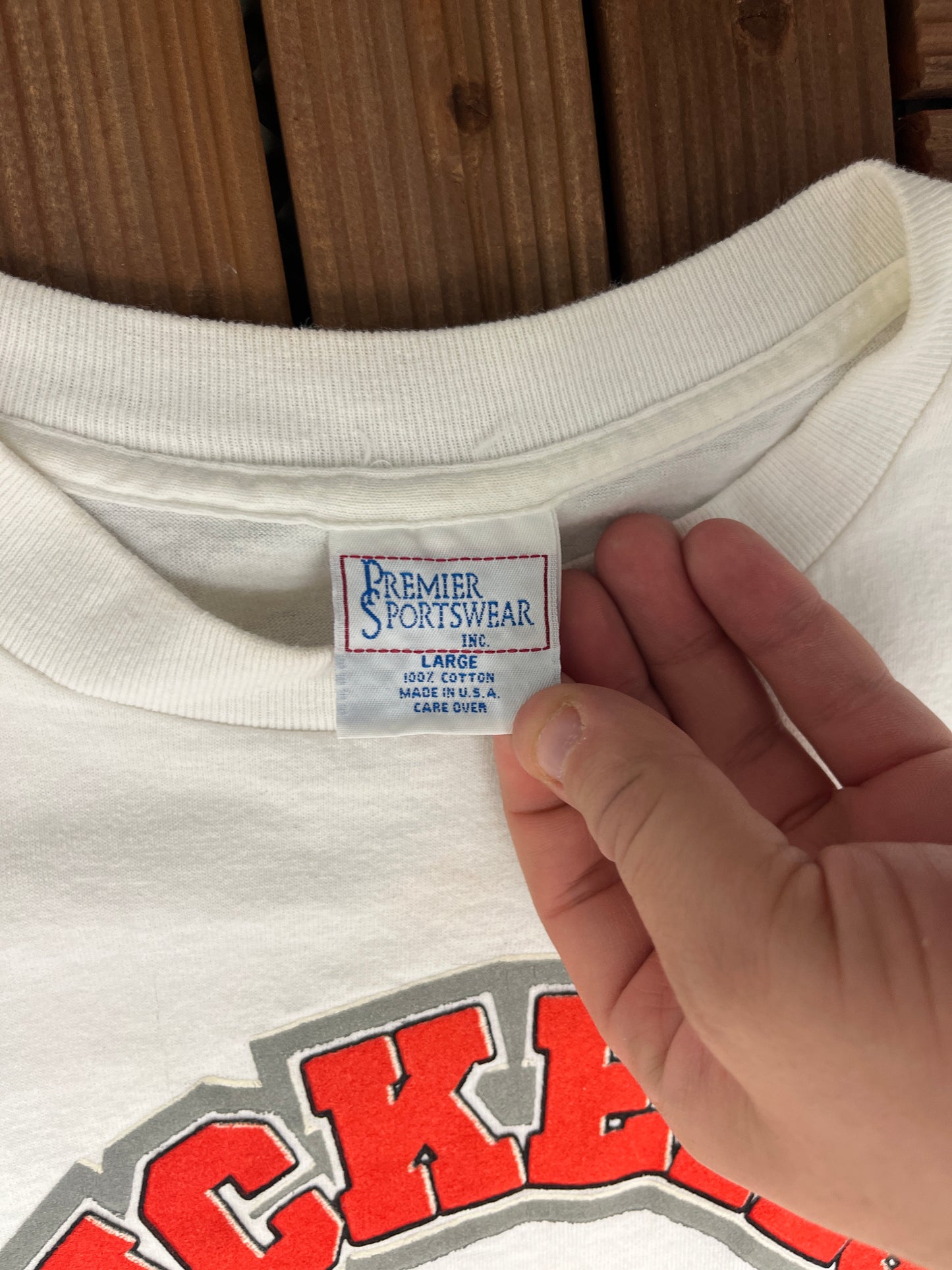 Buckeyes Airborne Division Graphic Tee | Size Large | Vintage 1990s Made in USA White T-Shirt |