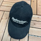 Budweiser King Of Beers Embroidered Graphic Hat | Leather Clasp Back | Vintage 2000s Promotional Black Cap |