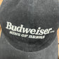 Budweiser King Of Beers Embroidered Graphic Hat | Leather Clasp Back | Vintage 2000s Promotional Black Cap |