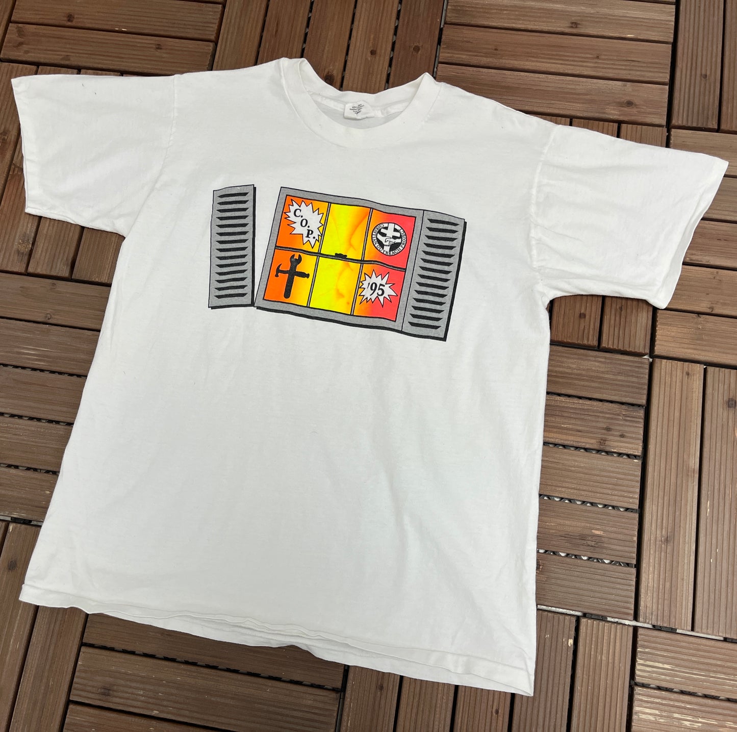 Christian Outreach Project Graphic Tee | Size X-Large | Vintage 1990s Made in USA White T-Shirt |