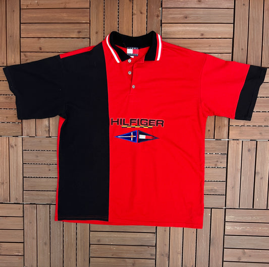 Tommy Hilfiger Embroidered Graphic Tee | Size X-Large | Vintage 2000s Branded Red T-Shirt |