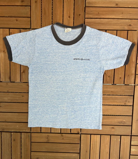 Sperry Univac Graphic Tee | Size Medium | Vintage 1990s Promotional Blue T-Shirt |