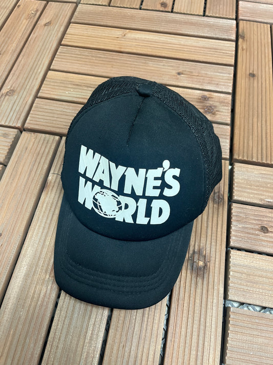 Wayne's World Graphic Hat | Snap Back | Vintage 1990s Comedy Film Promotional Black Cap |