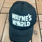 Wayne's World Graphic Hat | Snap Back | Vintage 1990s Comedy Film Promotional Black Cap |