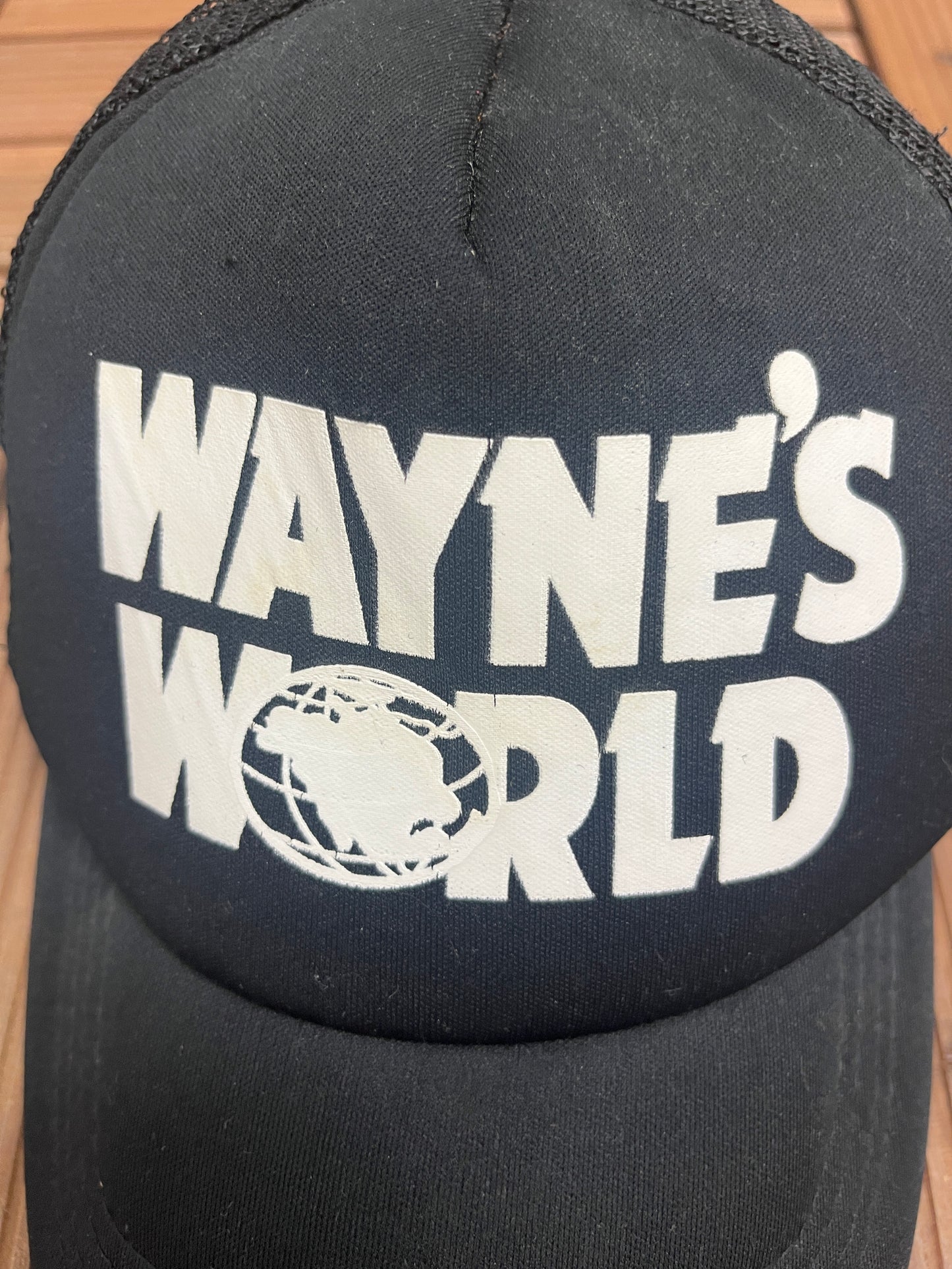 Wayne's World Graphic Hat | Snap Back | Vintage 1990s Comedy Film Promotional Black Cap |