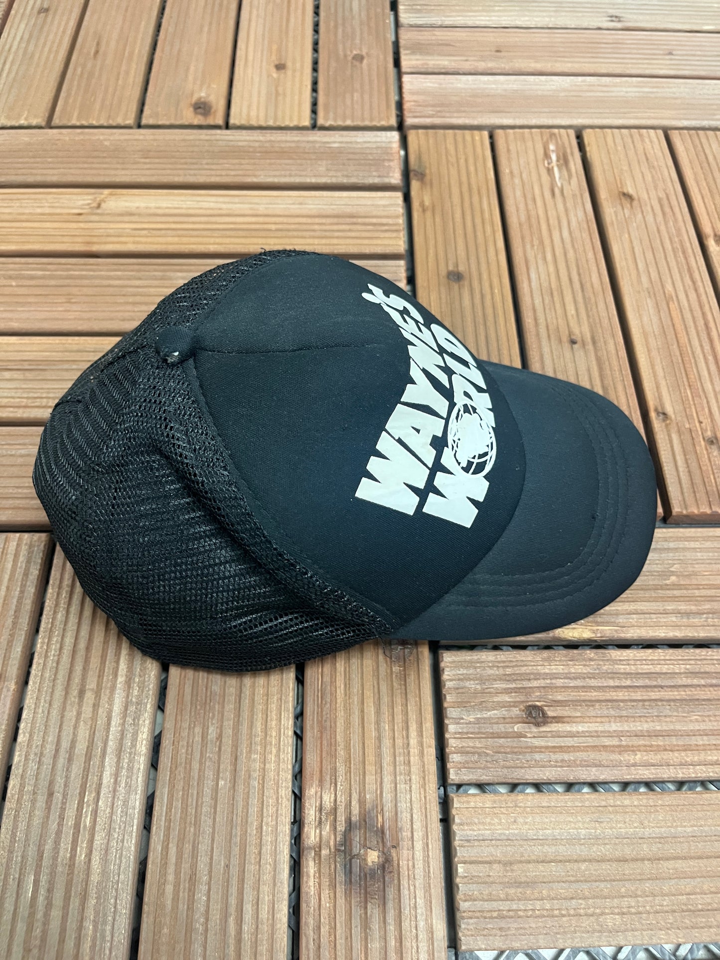 Wayne's World Graphic Hat | Snap Back | Vintage 1990s Comedy Film Promotional Black Cap |