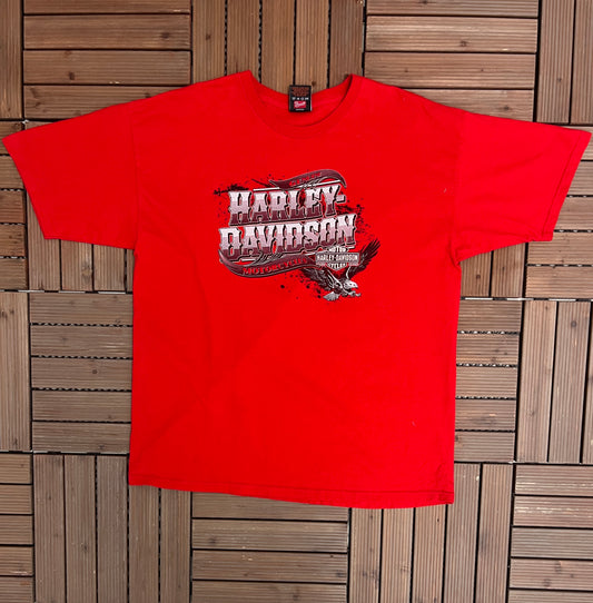 Harley Davidson Lexington, Kentucky Graphic Tee | Size X-Large | Vintage 2000s Biker Red T-Shirt |