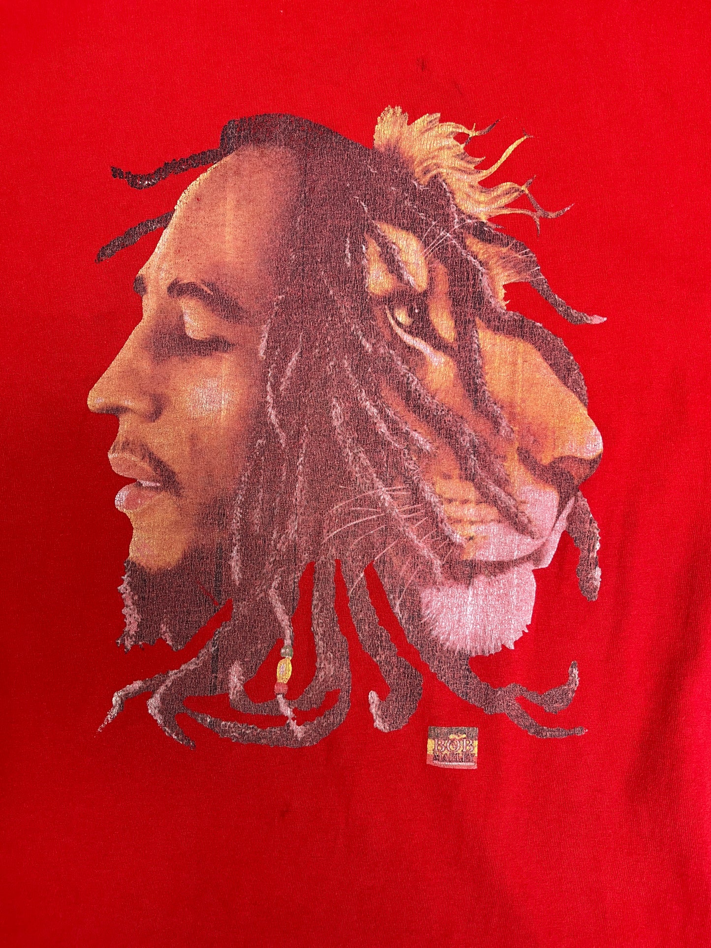 Bob Marley Half Lion Graphic Tee | Size XX-Large | Vintage 2000s Promotional Reggae Music Red T-Shirt |