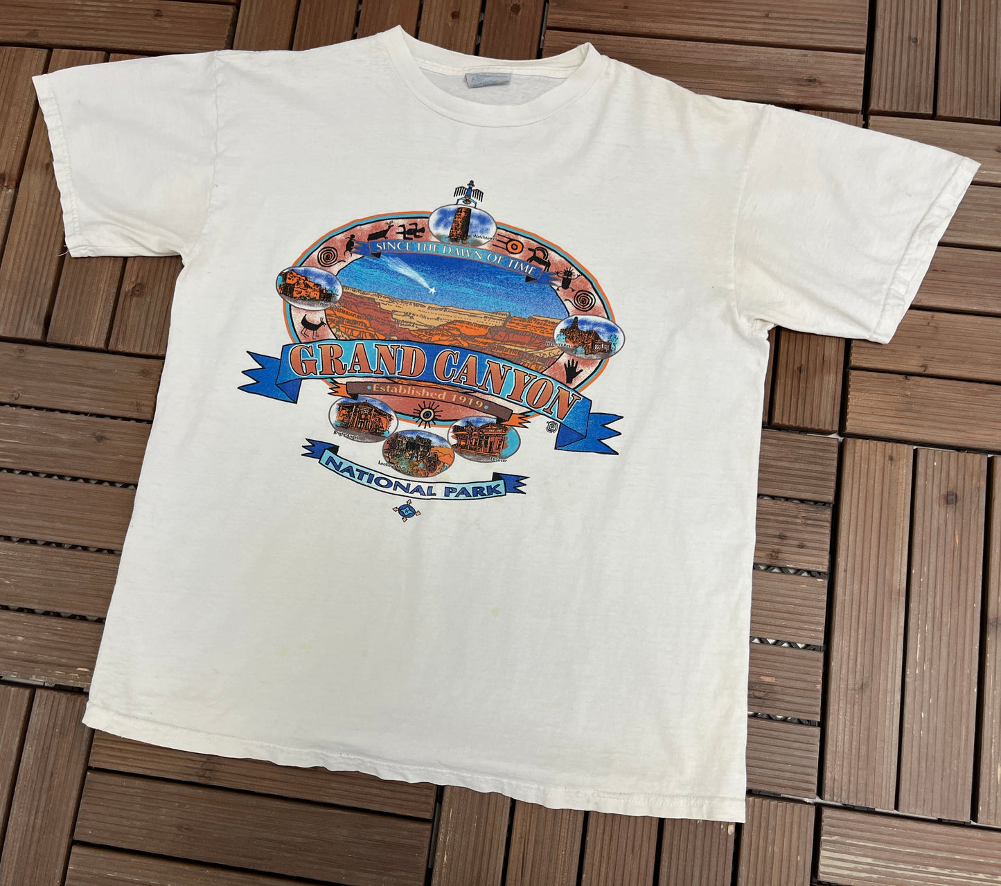 Grand Canyon, Arizona Graphic Tee | Size Large | Vintage 2000s Tourist White T-Shirt |