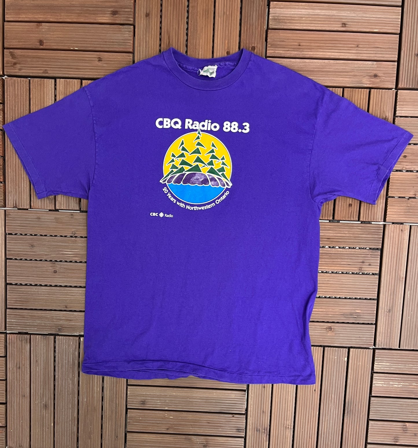 CBQ Radio 88.3 Graphic Tee | Size X-Large | Vintage 1990s Single Stitch Purple T-Shirt |