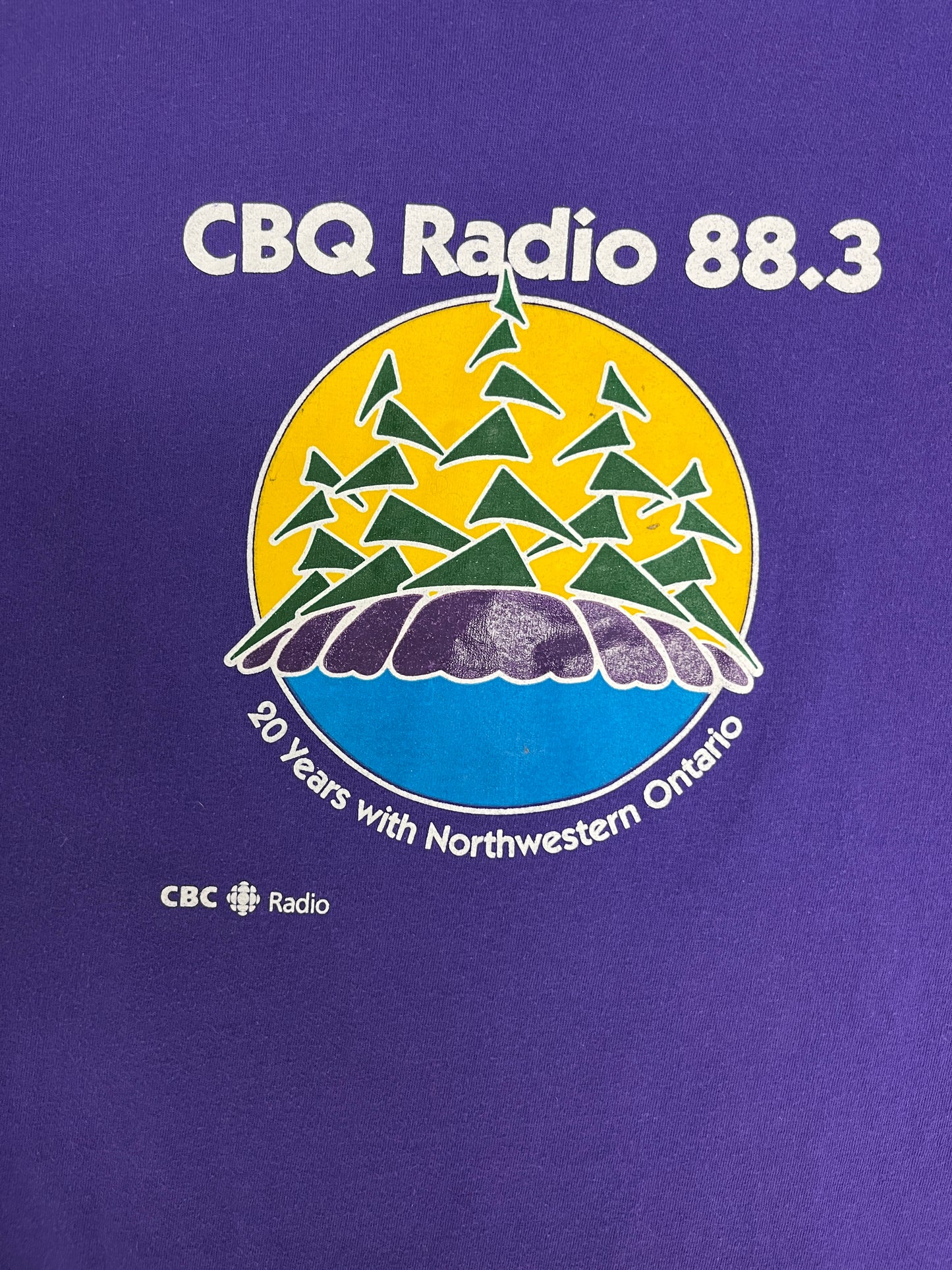 CBQ Radio 88.3 Graphic Tee | Size X-Large | Vintage 1990s Single Stitch Purple T-Shirt |