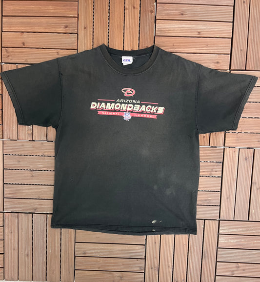 Arizona Diamondbacks Graphic Tee | Size X-Large | Vintage 2000s MLB Baseball Faded Black T-Shirt |