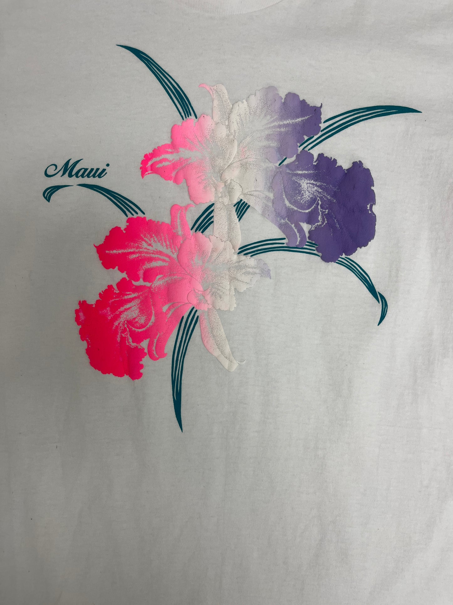 Maui, Hawaii Graphic Tee | Size Medium | Vintage 1990s Single Stitch White T-Shirt | Made in USA |