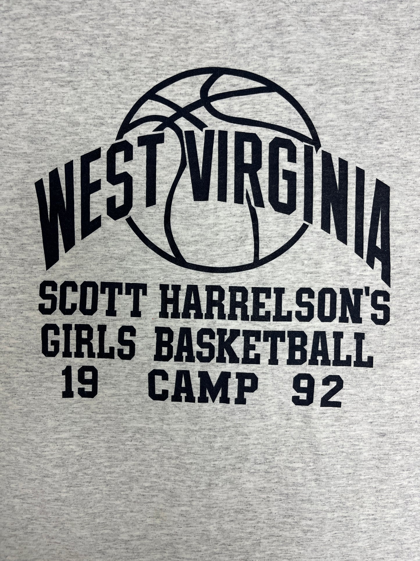 Scott Harrelson's West Virginia Basketball Camp Graphic Tee | Size Large | Vintage 1990s Made in USA Grey T-Shirt |