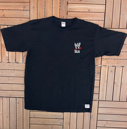 WWE Day Woodbine 2003 Embroidered Graphic Tee | Size X-Large | Vintage 2000s Wrestling Promotional Black T-Shirt |