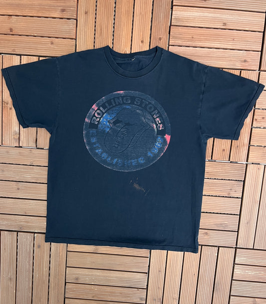 Rolling Stones Zip Code Tour 2015 Graphic Tee | Size Large | Vintage 2000s Rock Band Black T-Shirt |