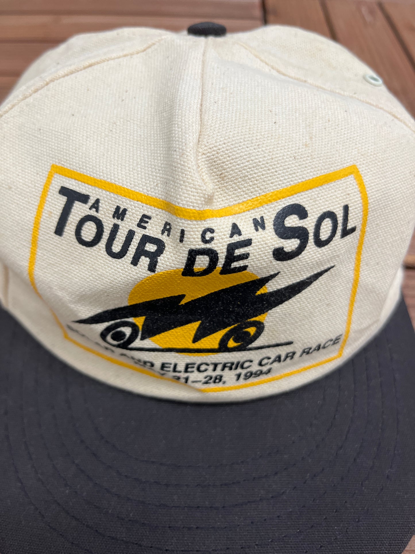 Tour De Sol 1994 Car Meet Graphic Hat | Adjustable With Snap Back | Vintage 1990s Car Promotional White Cap | Free Shipping to America |