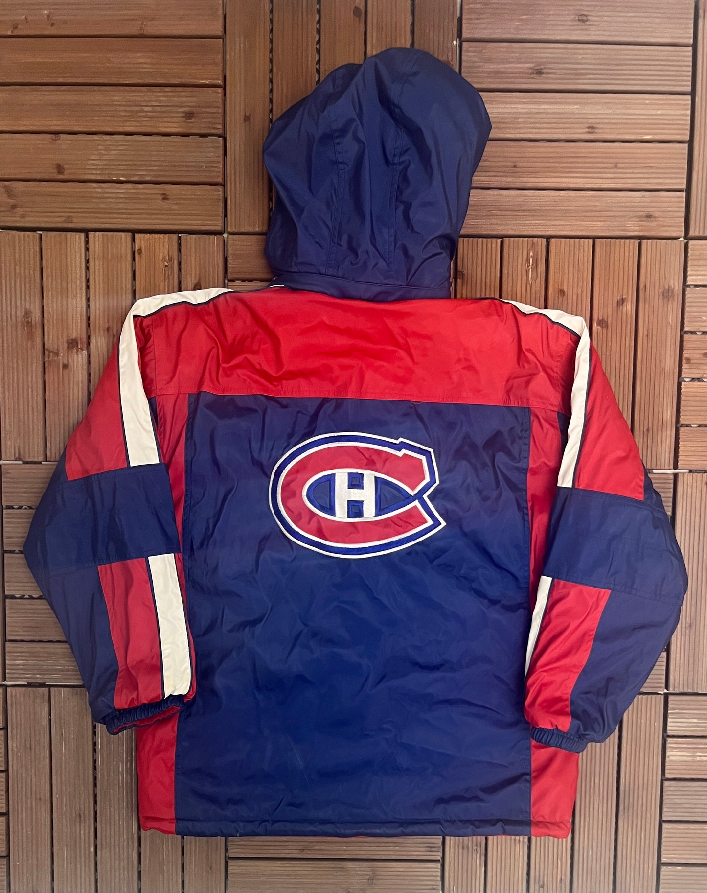 Montreal Canadiens Reversible Graphic Jacket | Size Medium | Vintage 1990s NHL Hockey Puffer Jacket |