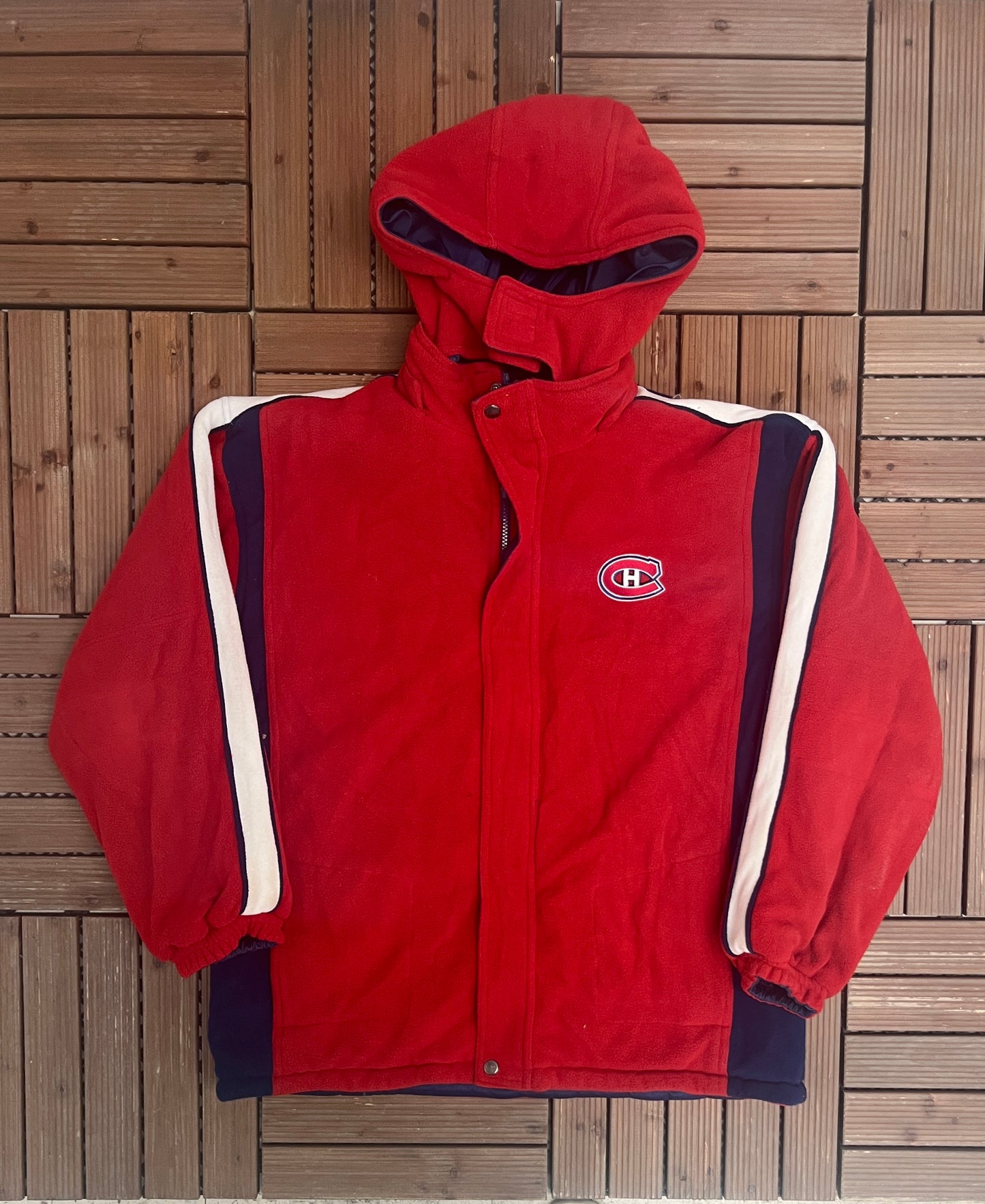 Montreal Canadiens Reversible Graphic Jacket | Size Medium | Vintage 1990s NHL Hockey Puffer Jacket |