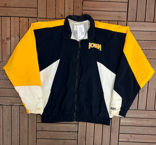 Iowa Hawkeyes Embroidered Graphic Windbreaker | Size X-Large | Vintage 1990s College Sports Black Windbreaker |