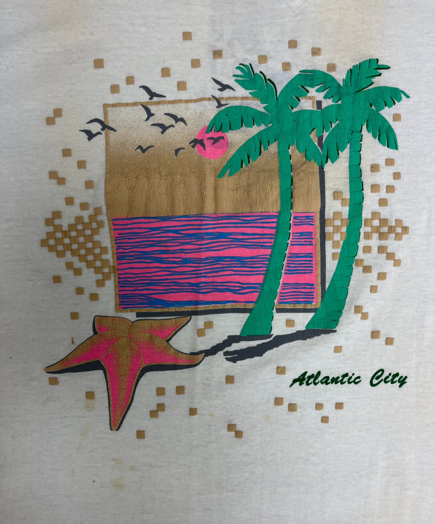 Atlantic City, New Jersey Graphic Tee | Size X-Large | Vintage 1990s Tourist Promotional White T-Shirt | Free Shipping to USA|