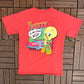Tweety Bird Love Is A Two Way Street Graphic Tee | Size Small | Vintage 1990s Looney Tunes Cartoon Salmon T-Shirt |