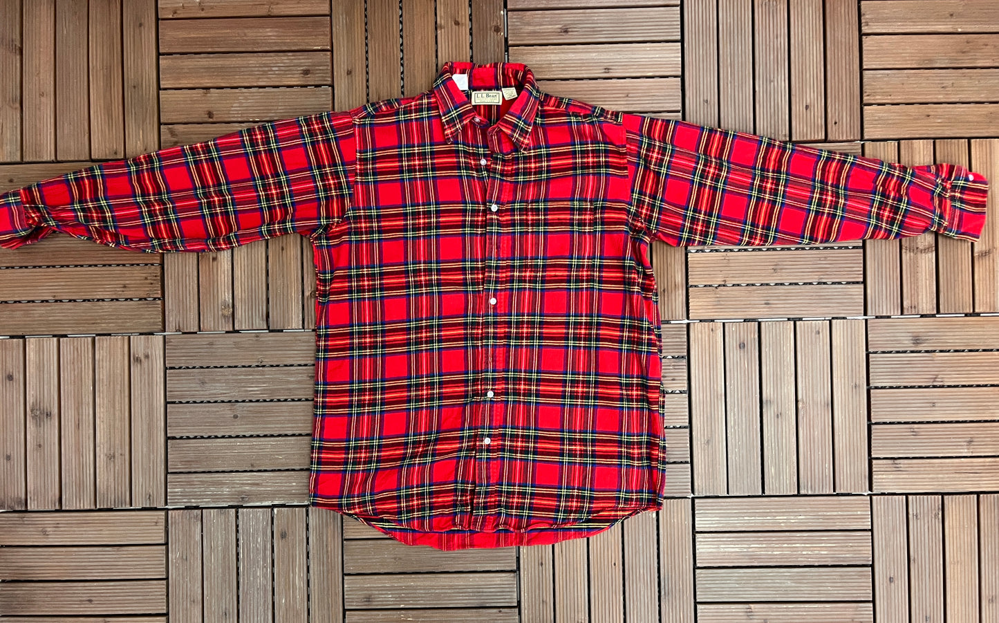 L.L. Bean Red Plaid Flannel Shirt | Size Large | Vintage 1990s Red Button Down | Made in USA |