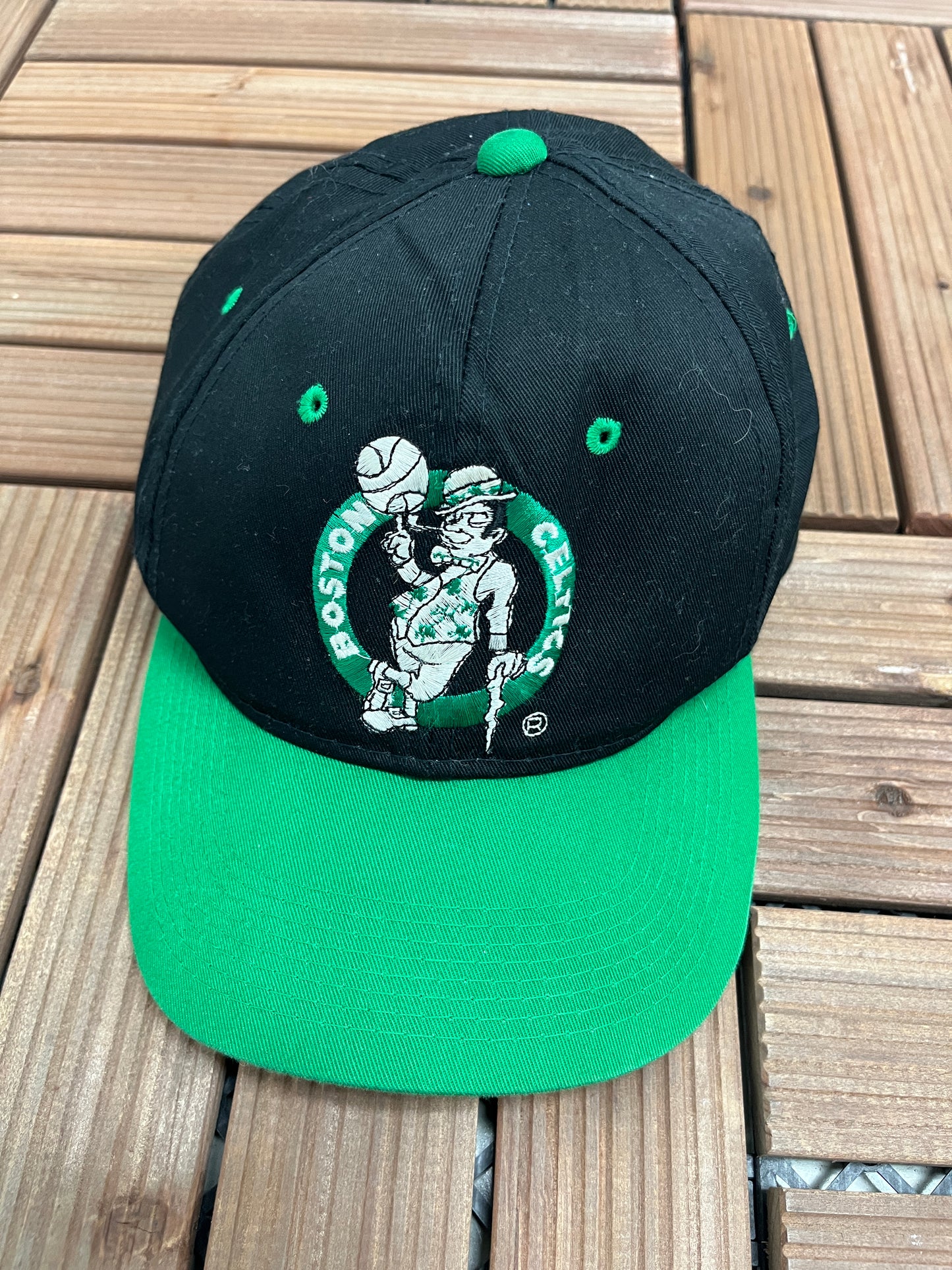 Boston Celtics Embroidered Graphic Hat | Snap Back | Vintage 2000s NBA Basketball Black Cap |