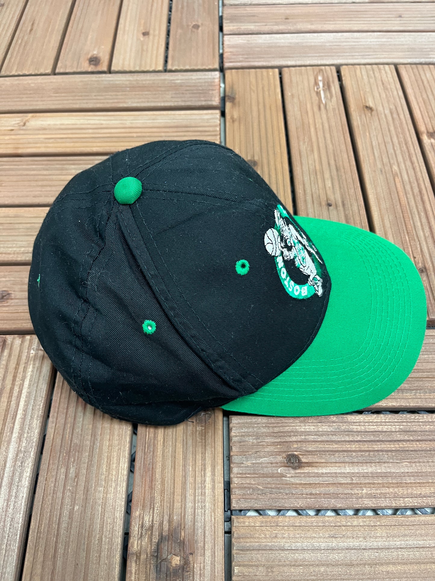 Boston Celtics Embroidered Graphic Hat | Snap Back | Vintage 2000s NBA Basketball Black Cap |