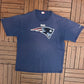New England Patriots Graphic Tee | Size XX-Large | Vintage 2000s NFL Football Blue T-Shirt |