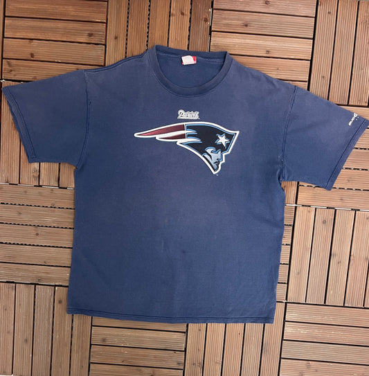 New England Patriots Graphic Tee | Size XX-Large | Vintage 2000s NFL Football Blue T-Shirt |