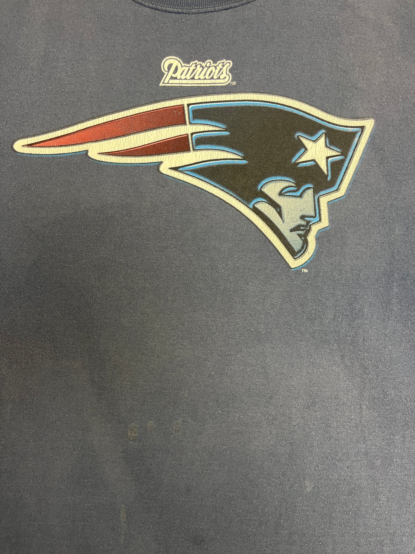 New England Patriots Graphic Tee | Size XX-Large | Vintage 2000s NFL Football Blue T-Shirt |