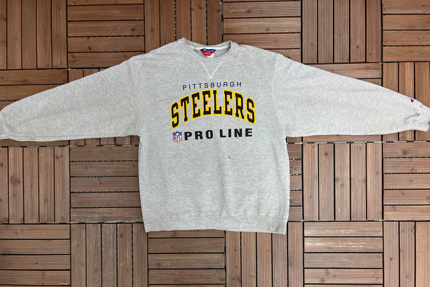 Pittsburgh Steelers Graphic Crewneck | Size X-Large | Vintage 1990s NFL Football Grey Sweater |