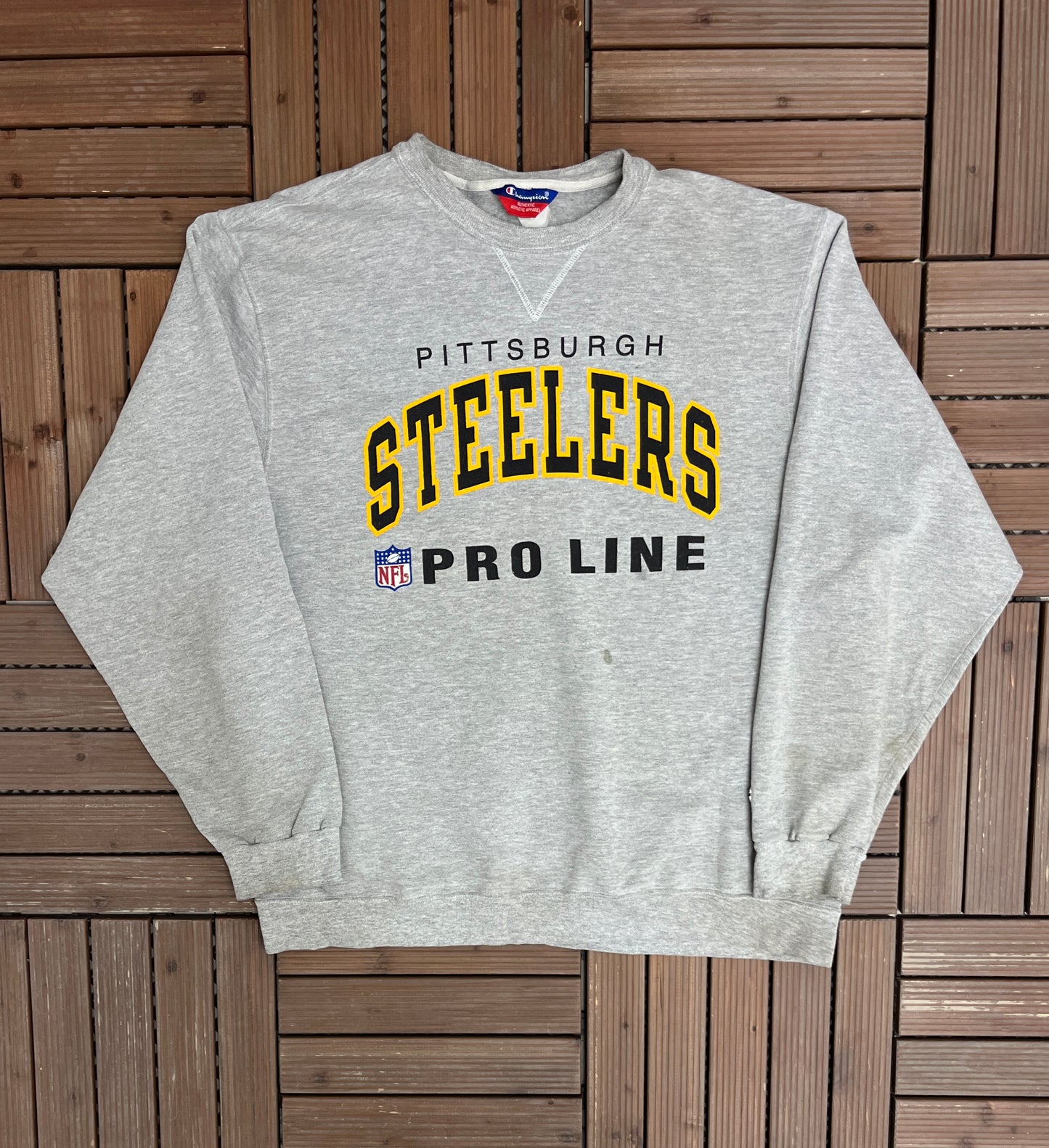 Pittsburgh Steelers Graphic Crewneck | Size X-Large | Vintage 1990s NFL Football Grey Sweater |