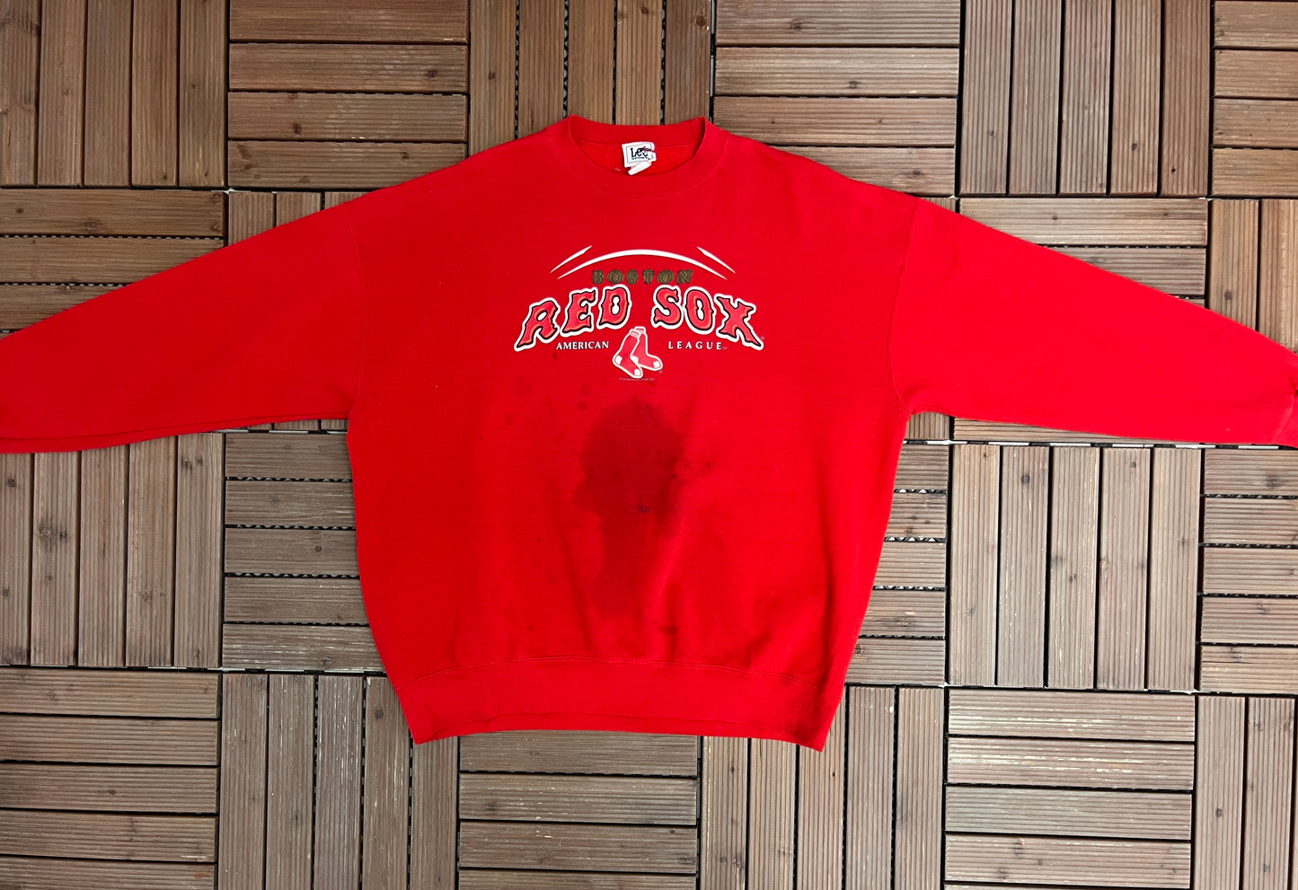 Boston Red Sox American League Graphic Crewneck | Size XX-Large | Vintage 2000s MLB Baseball Red Sweater |