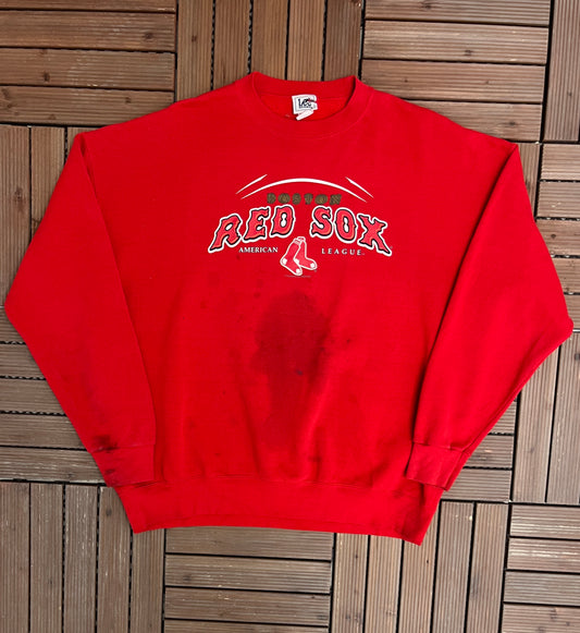 Boston Red Sox American League Graphic Crewneck | Size XX-Large | Vintage 2000s MLB Baseball Red Sweater |