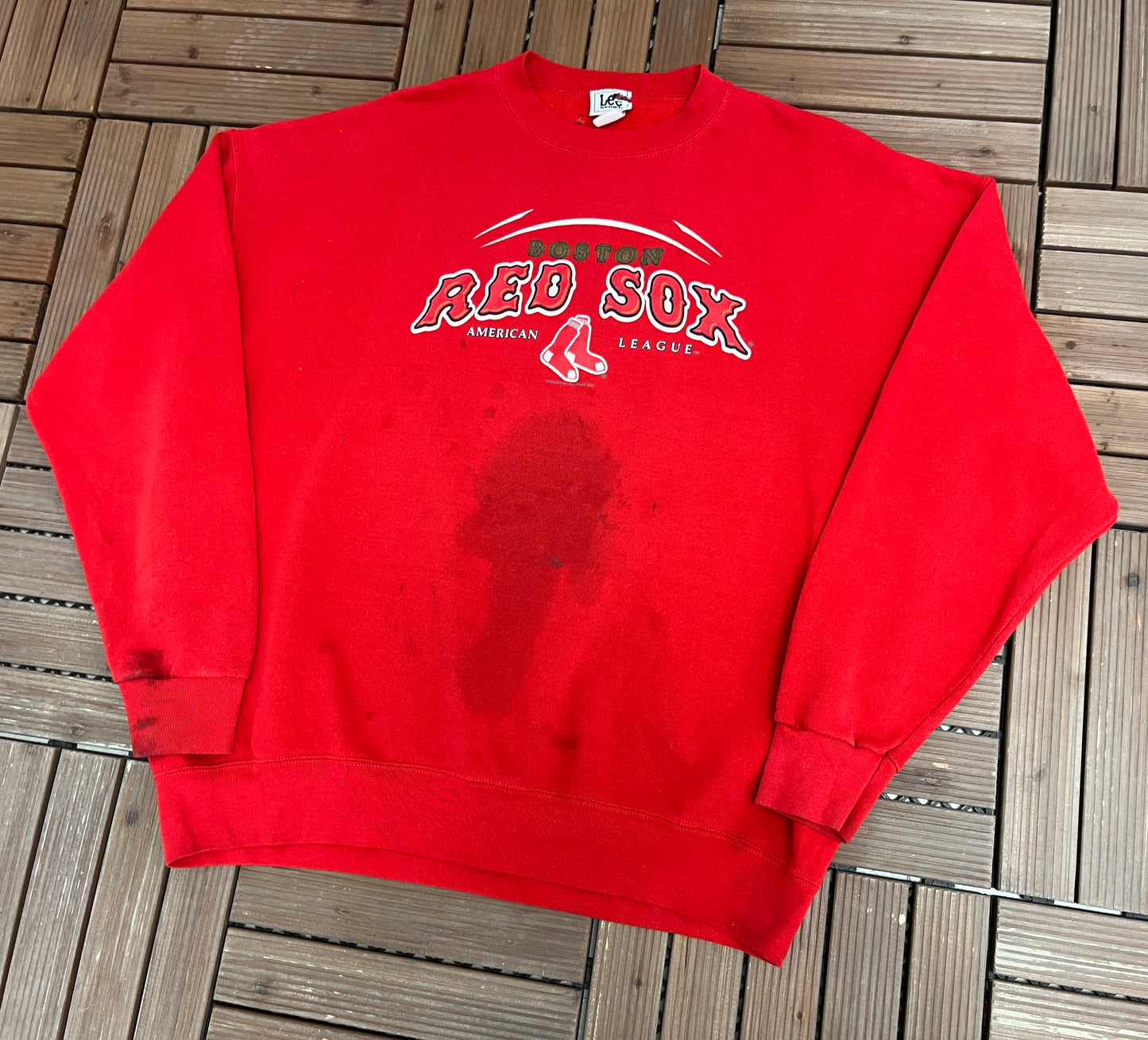 Boston Red Sox American League Graphic Crewneck | Size XX-Large | Vintage 2000s MLB Baseball Red Sweater |