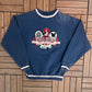 Walt Disney 25th Anniversary Embroidered Graphic Crewneck | Size Medium | Vintage 1990s Blue Mickey Mouse Disney Sweater |