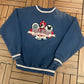 Walt Disney 25th Anniversary Embroidered Graphic Crewneck | Size Medium | Vintage 1990s Blue Mickey Mouse Disney Sweater |