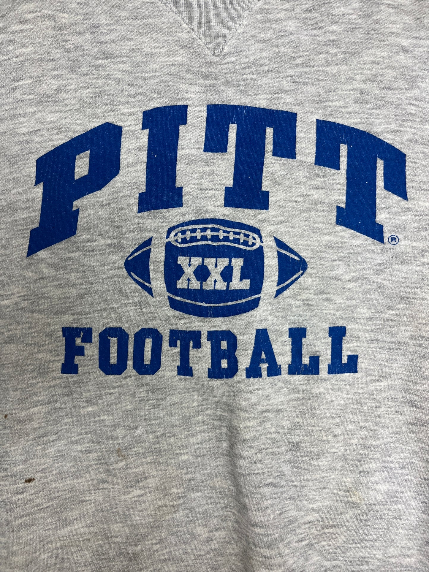 Pitt Panthers Football Graphic Crewneck | Size Large | Vintage 1990s College Football Grey Sweater |