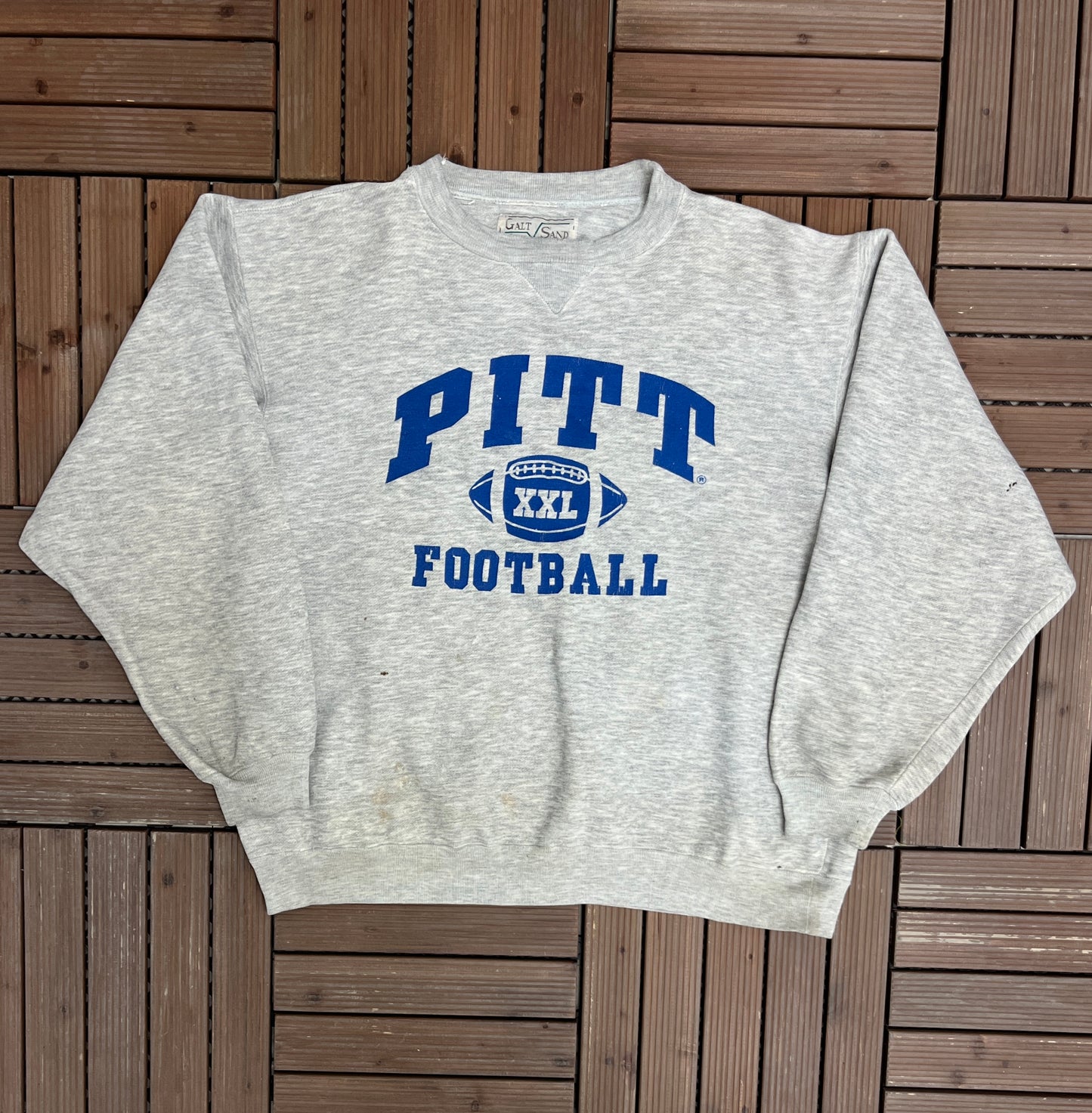 Pitt Panthers Football Graphic Crewneck | Size Large | Vintage 1990s College Football Grey Sweater |