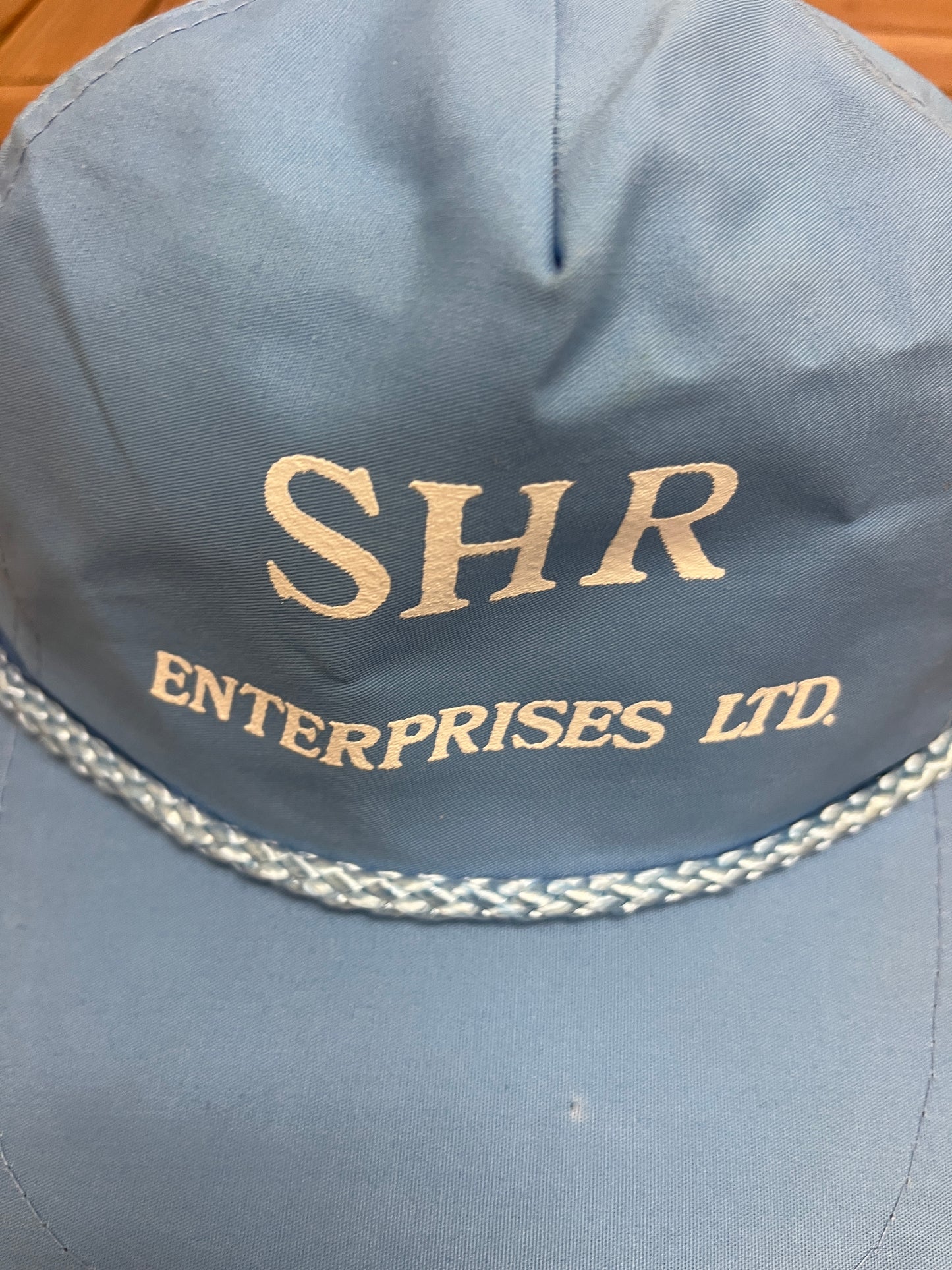 SHR Enterprises Ltd Graphic Hat | Strap Back | Vintage 1990s Promotional Blue Cap |