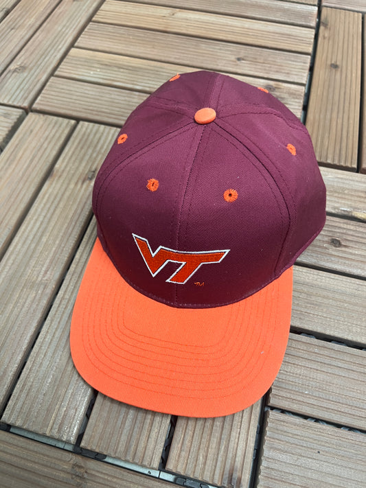 Virginia Tech Hokies Stitched Graphic Hat | Snap Back | Vintage 1990s Red College Cap |