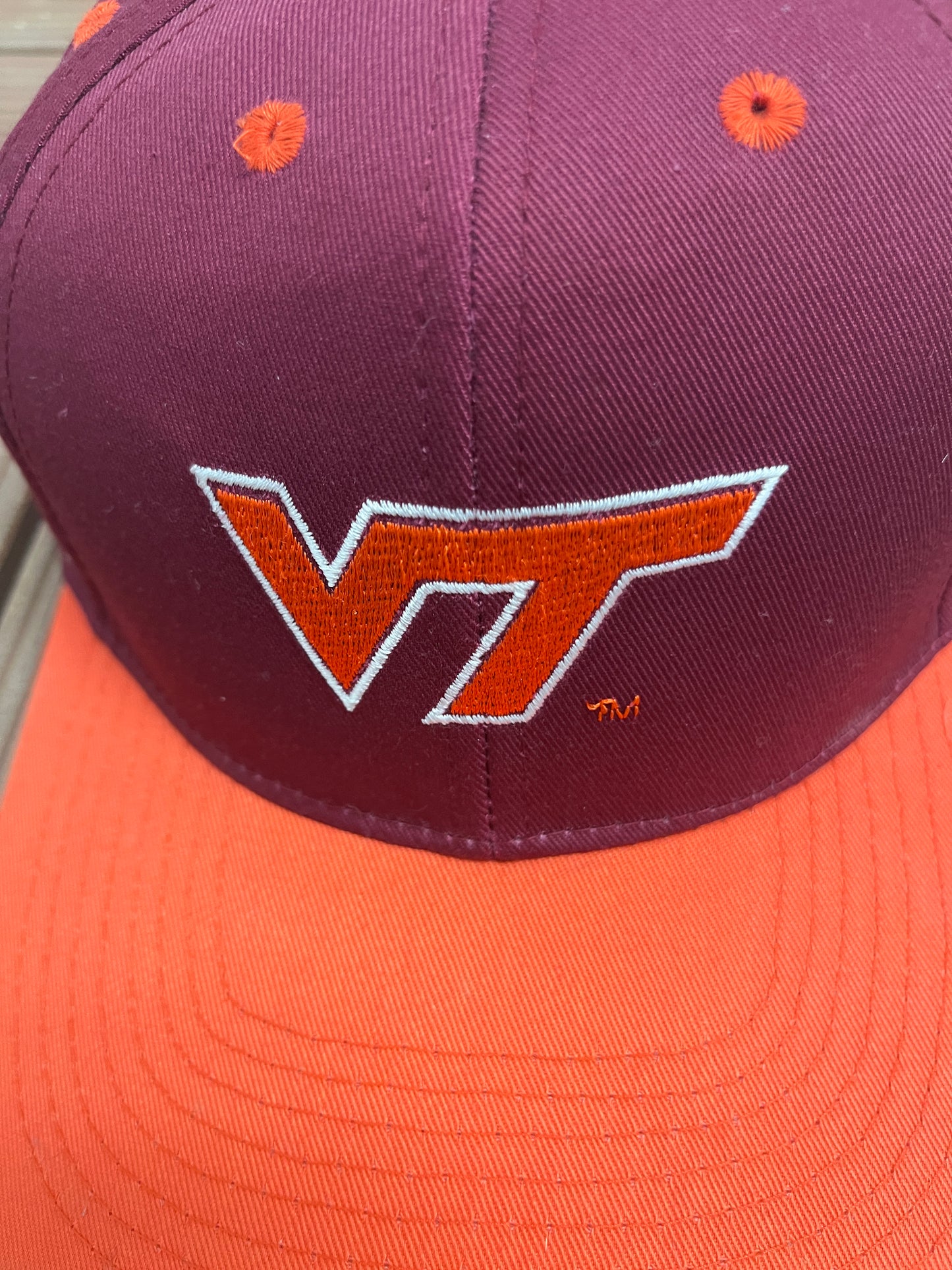 Virginia Tech Hokies Stitched Graphic Hat | Snap Back | Vintage 1990s Red College Cap |