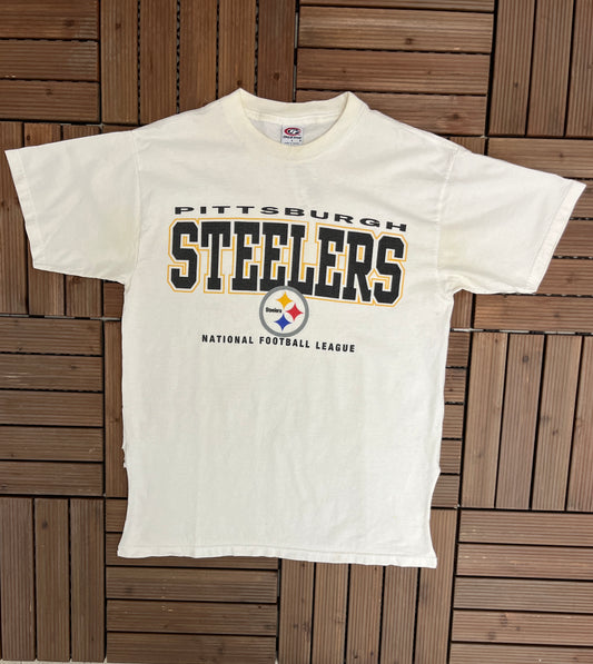 Pittsburgh Steelers National Football League Graphic Tee | Size Large | Vintage 2000s NFL Football White T-Shirt |